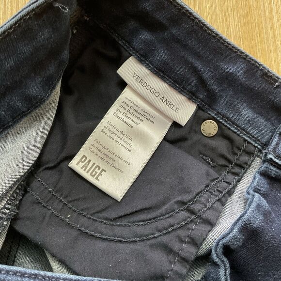 Paige Verdugo Ultra Skinny Denim Jeans in Dark Wash Binx Size 27 with Flaw - Picture 4 of 7
